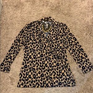 Navy and tan cheetah print top